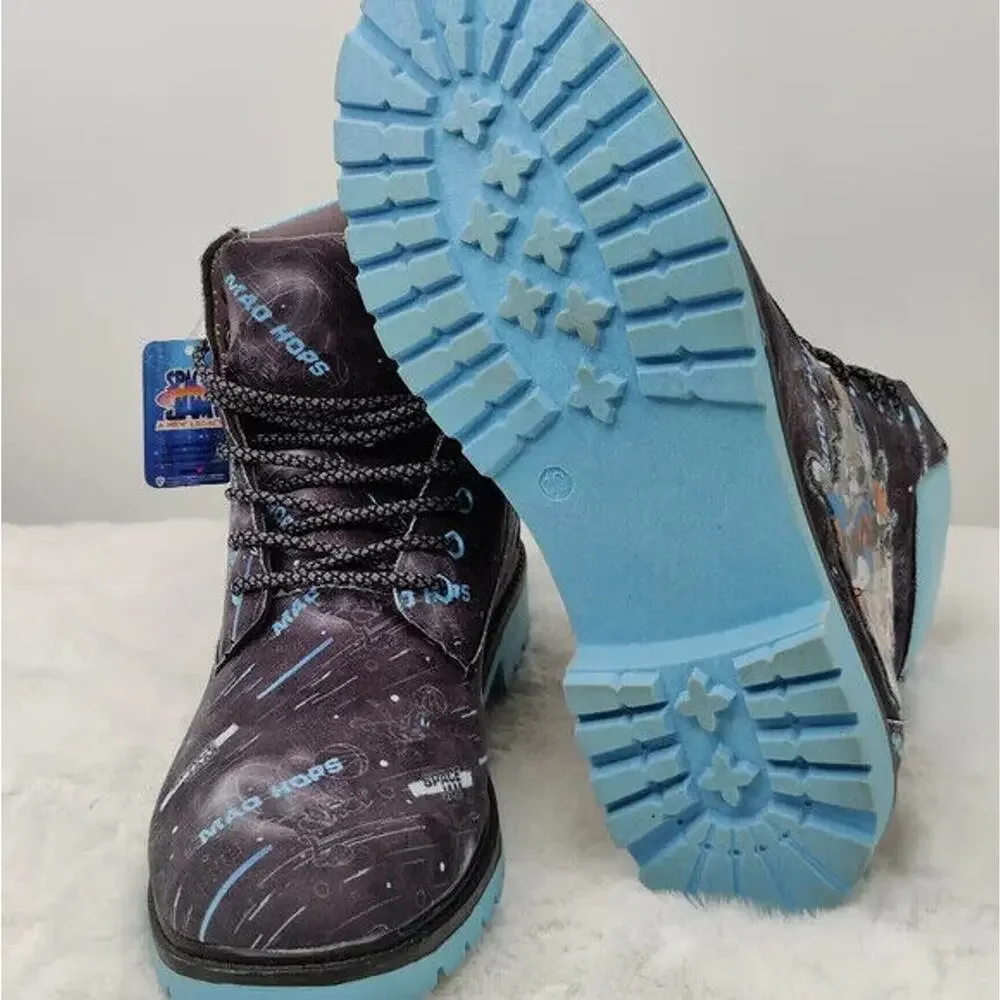 New Space Jam Blue Lace Up Boots Size 10 by WB